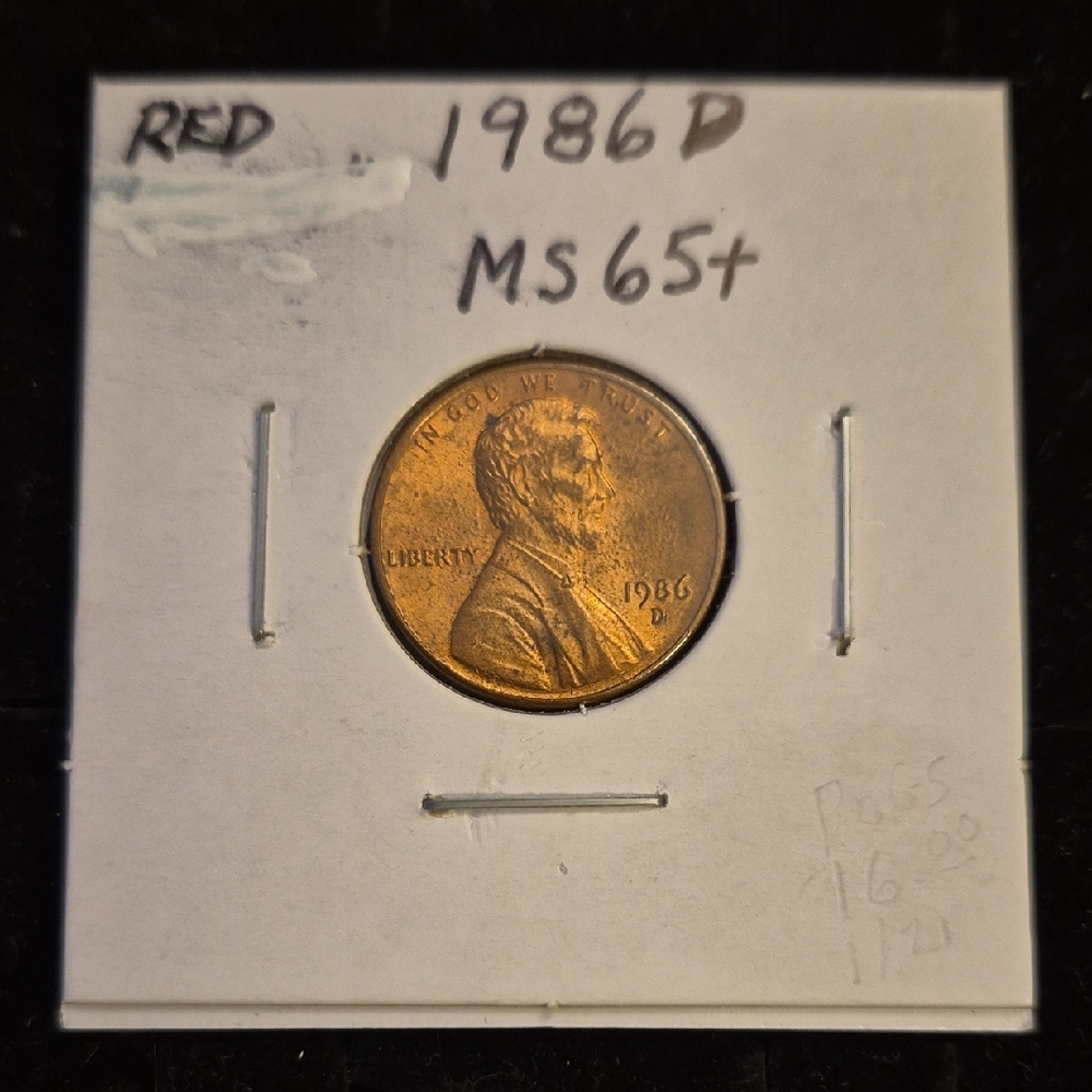 1986 D Lincoln Penny Coin MS-65+